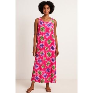 Phases Maxi Dress Hawaiian Pink Floral Sleeveless Muumuu Casual Resort Wear‎ XL